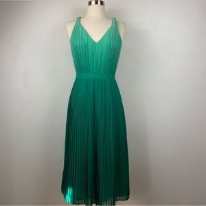 GUC Banana Republic Green Ombré Pleated Midi Dress with Pockets, Size 10